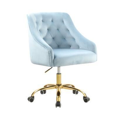 Twolf Gold Plating Stainless Steel Frame Beige Velvet Dining Chair Stainless Steel Base Light Color Velvet Dining Chair