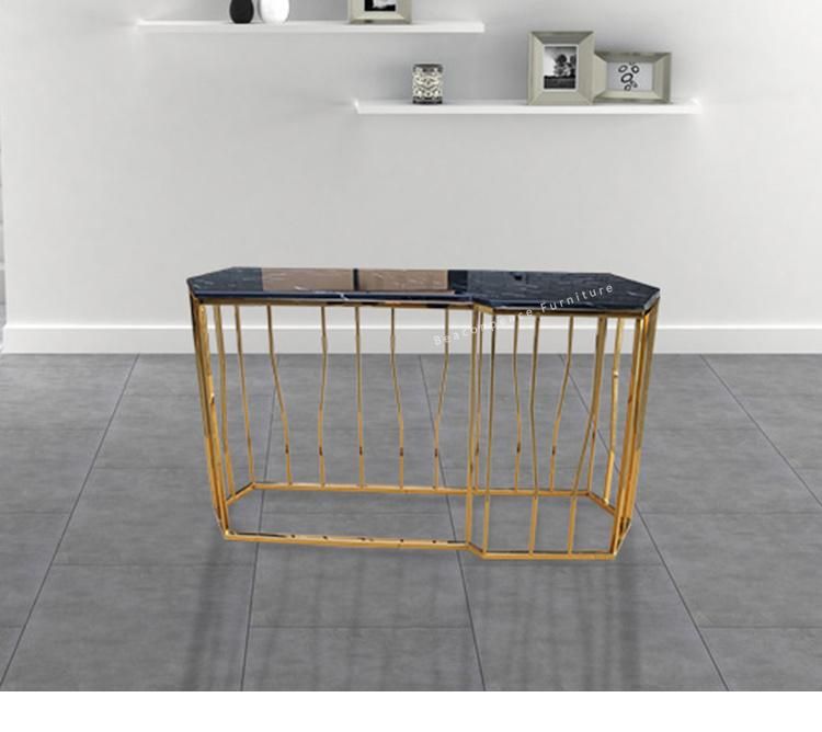 Designer Brass Gold Stainless Steel Stone Hotel High Bar Table