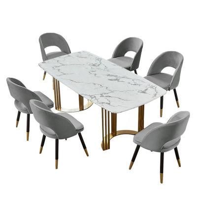 Wholesale Marble Top Dining Table for Kitchen with Metallic Legs