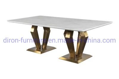 Luxury Curved Marble Top Golden Stainless Steel Dining Table