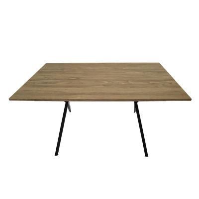 2021 New MDF Top X Metal Leg Wooden Dining Table