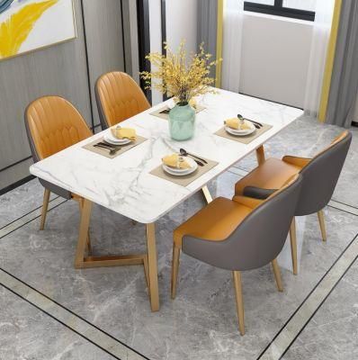 Factory Direct Price Dininig Room Furniture Stone Top Dining Table with Chair Set