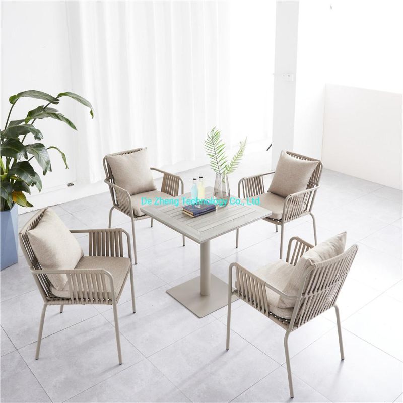 Best Price Metal European Design Modern Stainless Steel Dining Garden Outdoor Furniture Aluminum Sintered Stone Table Set