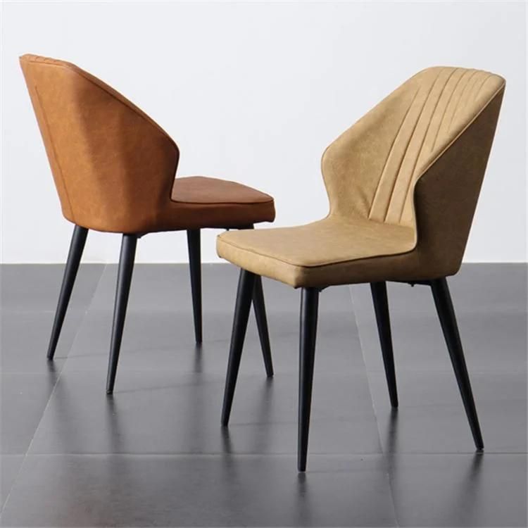 Modern New Design Home Furniture Kitchen Dining Metal Frame Upholstered Leather Fabric Dining Chairs