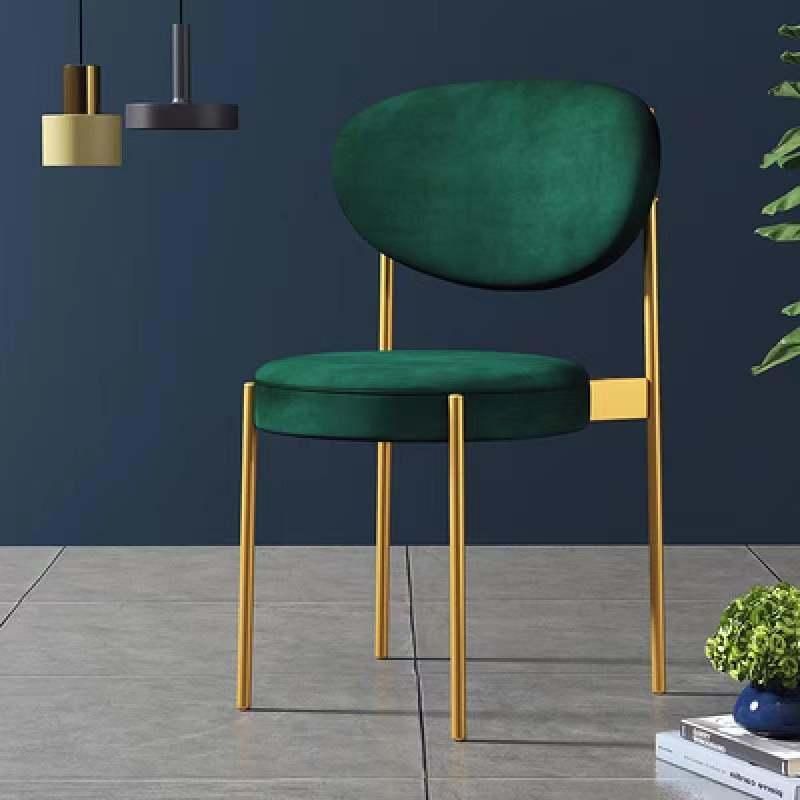 Modern Velvet Fabric Upholstered Metal Gold Leg Dining Chair Ottoman Chairs