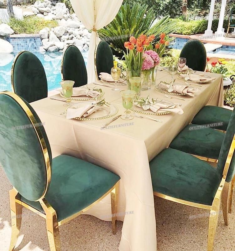 Wedding Party Gold Steel Frame Oval Dining Chair for Hotel