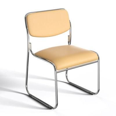 Backrest PU Leather Kitchen Chairs with Metal Legs