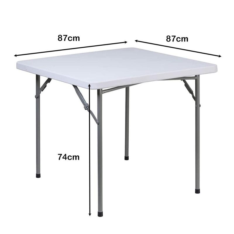 Square White HDPE Folding Furniture Indoor Outdoor Table