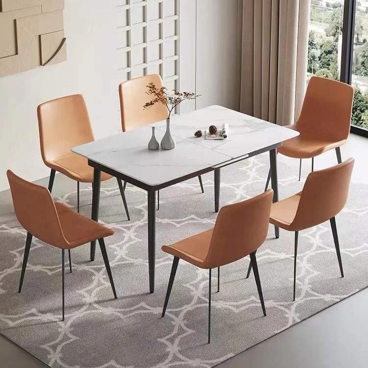 Modern Restaurant Sets Italian Luxury Design Marble Top Dining Table Set 8 Seater with Metal Legs