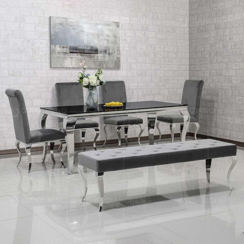 Modern Home Furniture Set Stainless Steel Marble Dining Room Table