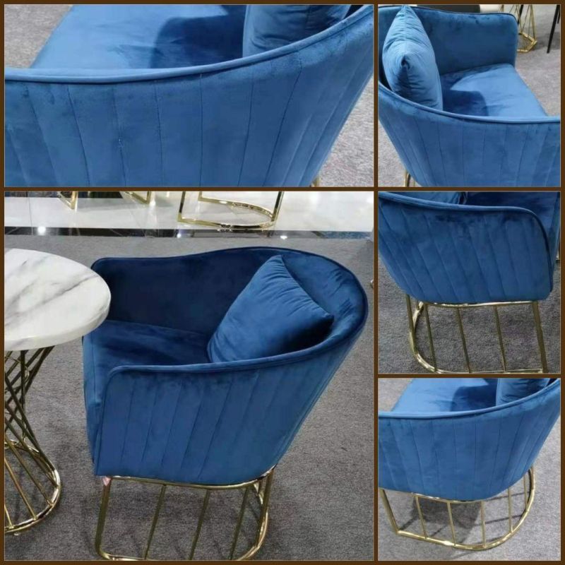 Customized Color Chair Velvet Leisure Dining Chairs with Metallic Legs