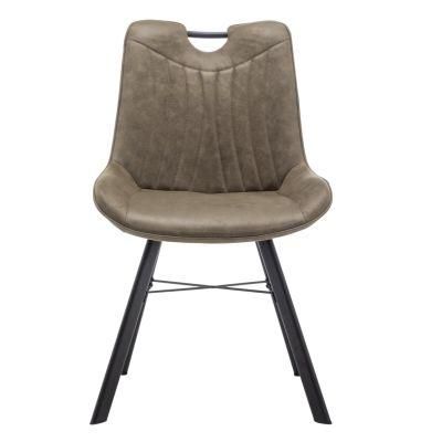 Modern Stylish Leather Chrome-Plated Dining Chair