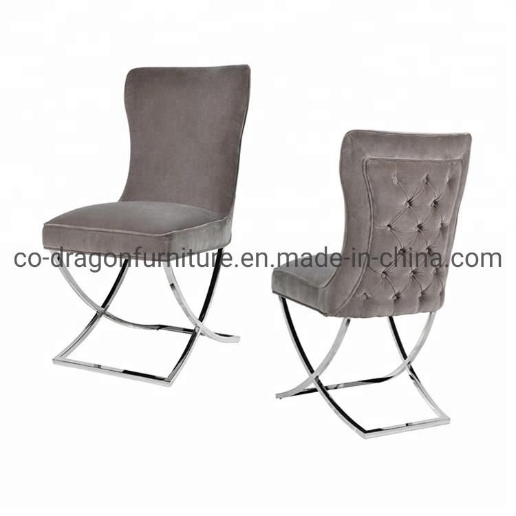 Europe Modern Furniture Metal Leg Fabric High Back Dining Chair