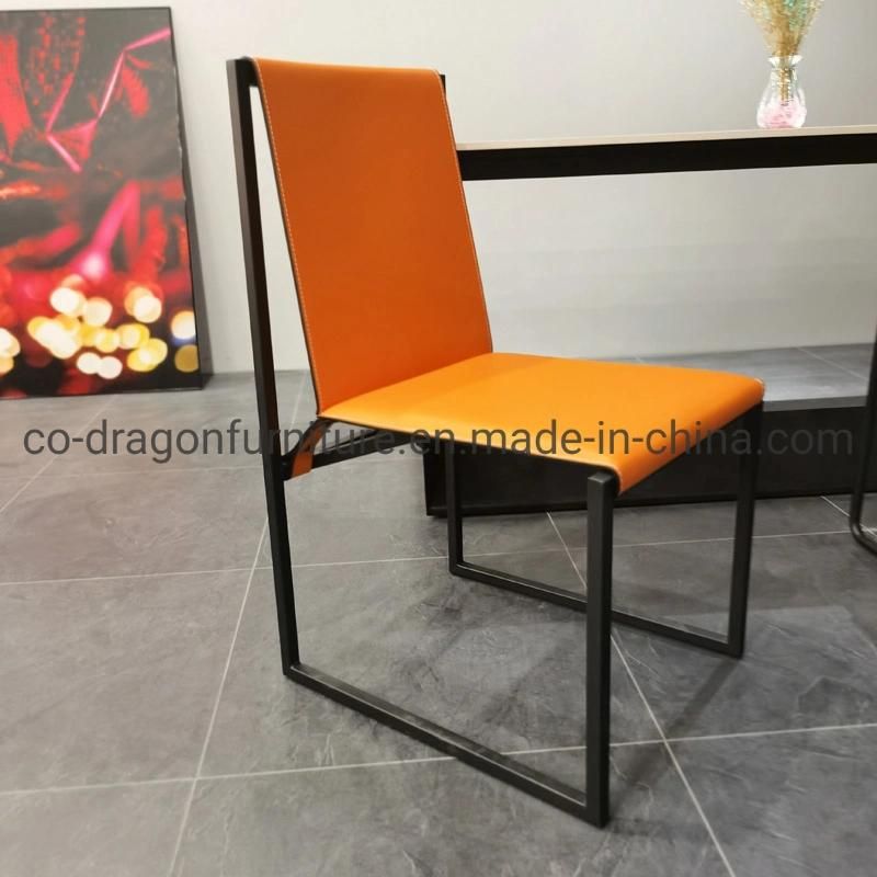 Modern High Back Home Furniture Metal Legs Leather Dining Chair