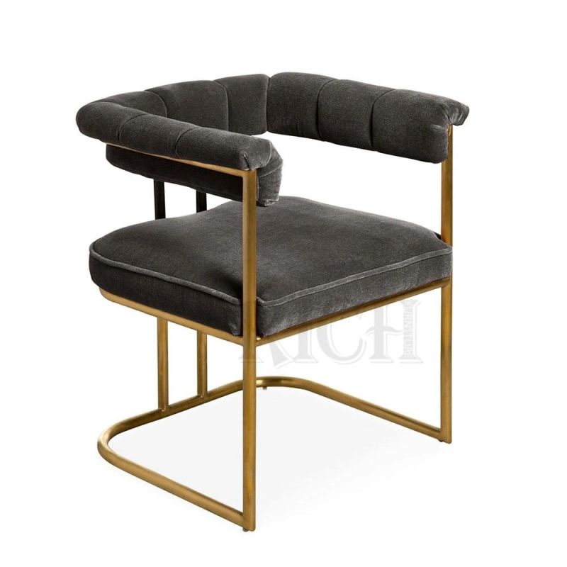 Modern Cafe Side Chair Gold Stainless Steel Metal Legs Dinner Chair