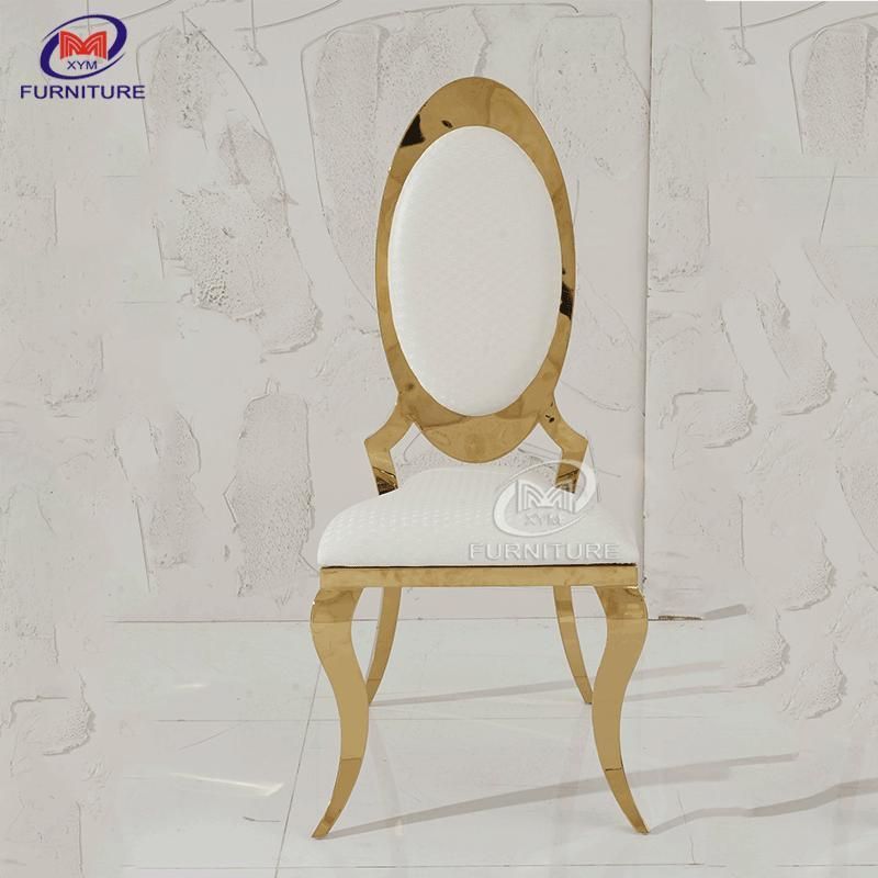 Wholesale Antique Design Golden High Back Hotel Used Wedding Chair Stainless Steel Chair