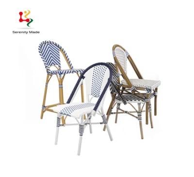 Bistro Furniture Stack-Able Aluminium Frame Rattan Dining Outdoor Chair