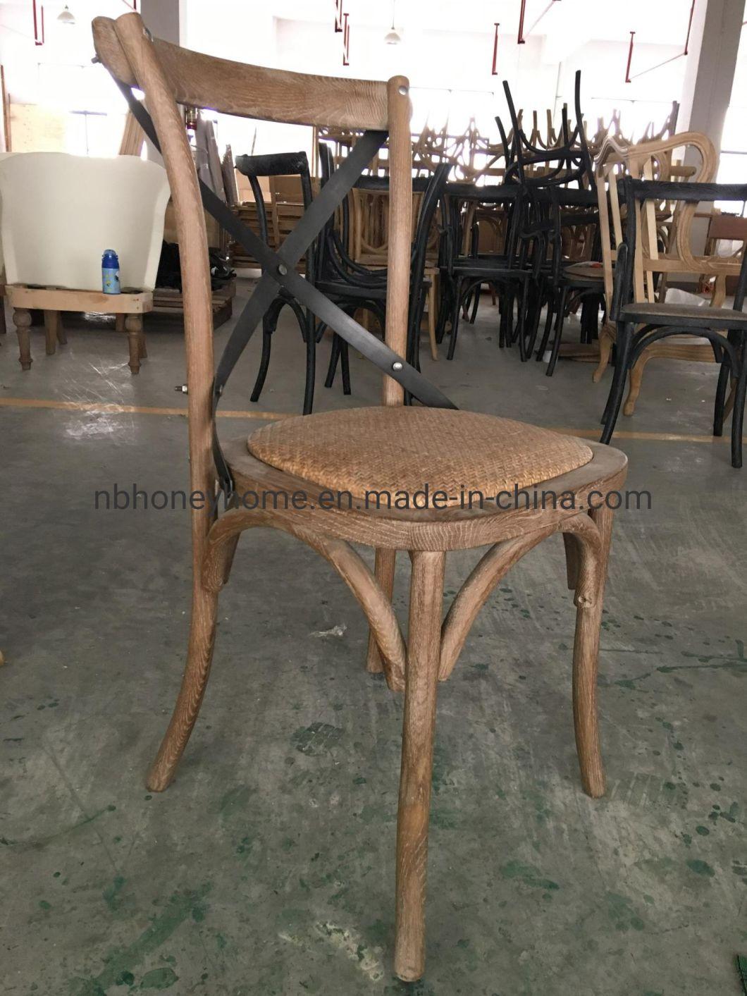 Kd Available Cross Back Wood Back Metal Back Rattan Seat Dining Chair