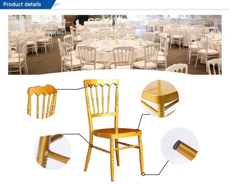 Wholesale Banquet Hotel Wedding Metal Stackable Gold Napoleon Chair for Event