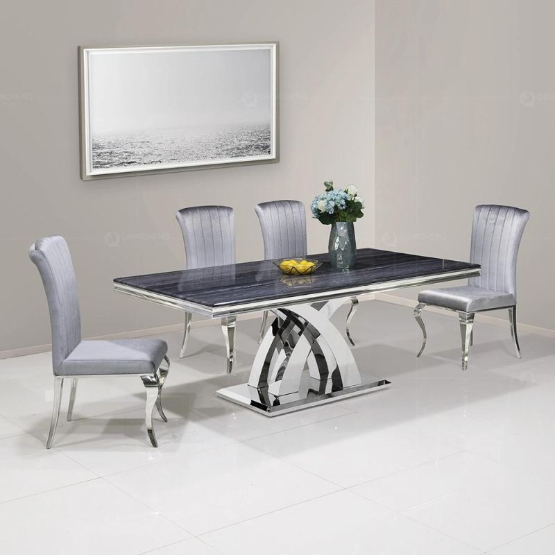 Silver Stainless Steel Dining Restaurant Dining Table Sets