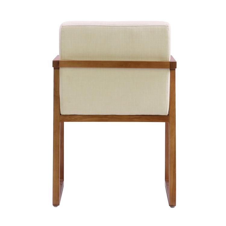 Retro Style Wooden Frame Fabric Seat Dining Chair for Restaurant Use