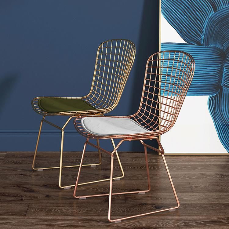 Factory Direct Sales Golden Backrest Grid Chair Kitchen Dining Chair Metal Stool Summer Cool Spain Nordic Simple Modern Furniture Dining Chair