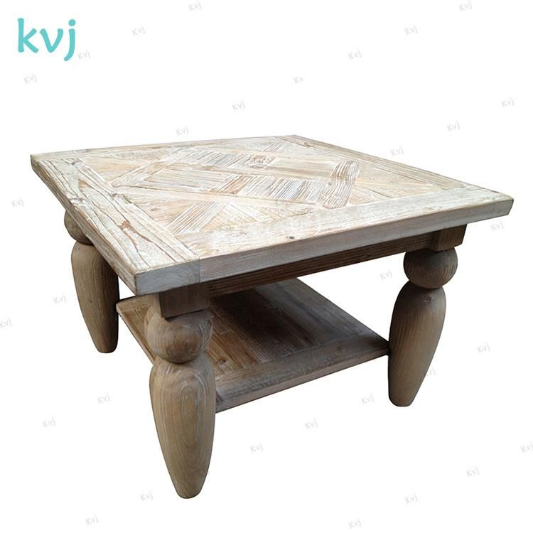 Kvj-7343 Square Antique Vintage Reclaimed Elm Coffee Table