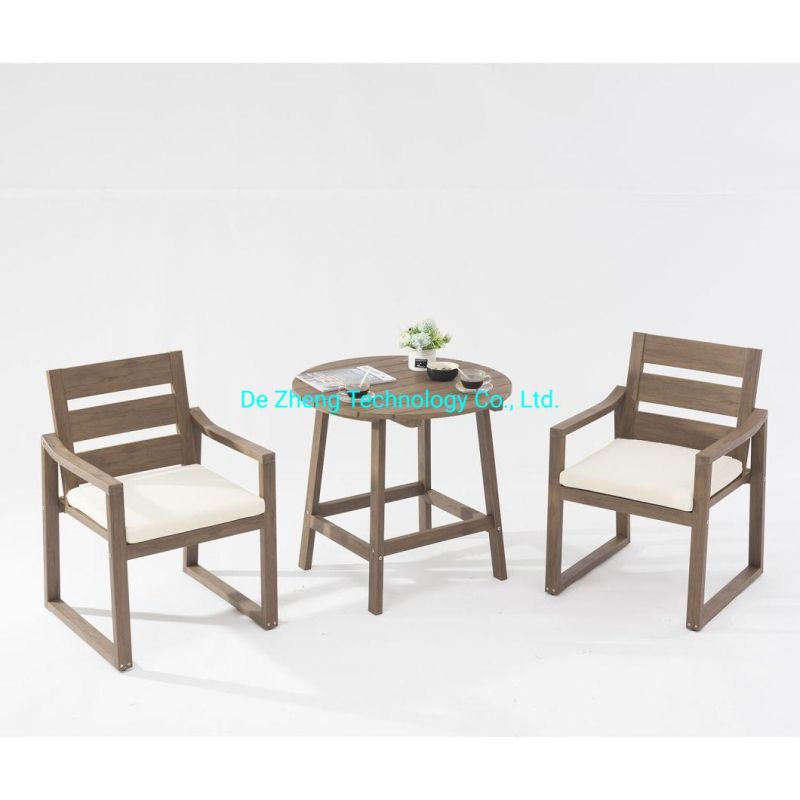 Modern Plastic Wood Garden Cafe Restaurant Outdoor Dining Table Set for Hotel Villas