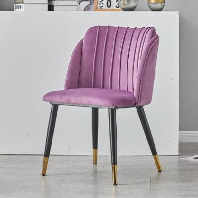 2021 Wholesale Velvet Dining Room Chair with Fabric Upholstered Steel Legs