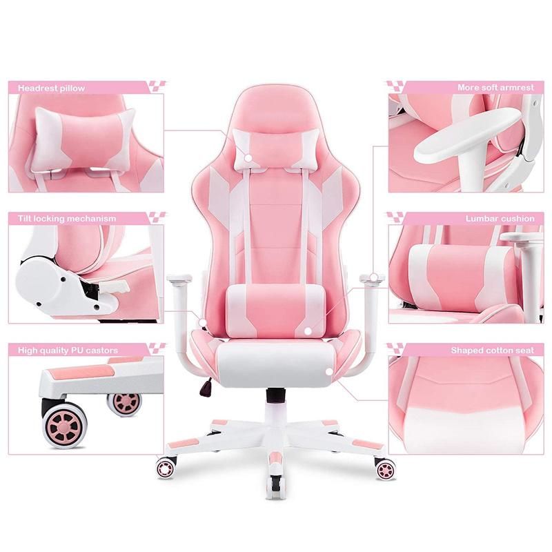 Factory Wholesale High Back Colorful Synthetic Leather PU Swiveling Rotatable Height Adjustable Armrest Gaming Chair