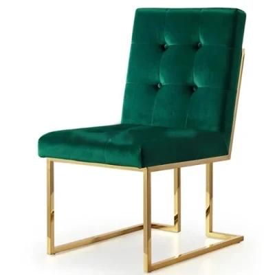 Dining Room Furniture Velvet Fabric Dining Chair with Golden Metal Leg