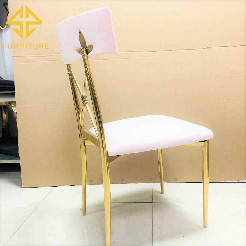 Hotel Furniture Stainless Steel Dining Chair with Upholstered Seat