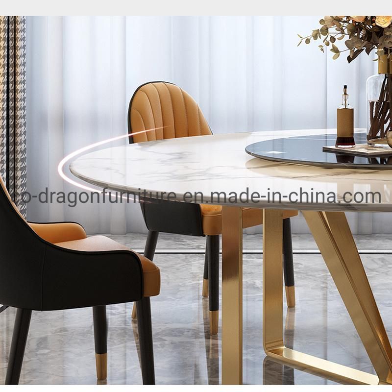 Modern Luxury Dining furniture Steel Dining Table with Marble Top