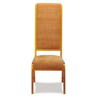 Modern Wooden Like Metal Velvet Fabric Upholstered Hotel Dining Chair