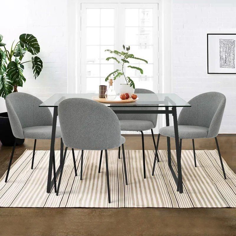 Modern Room Furniture Square Rectangle Restaurant Dining Table Nordic Design Marble Tempered Glass MDF Tabletop