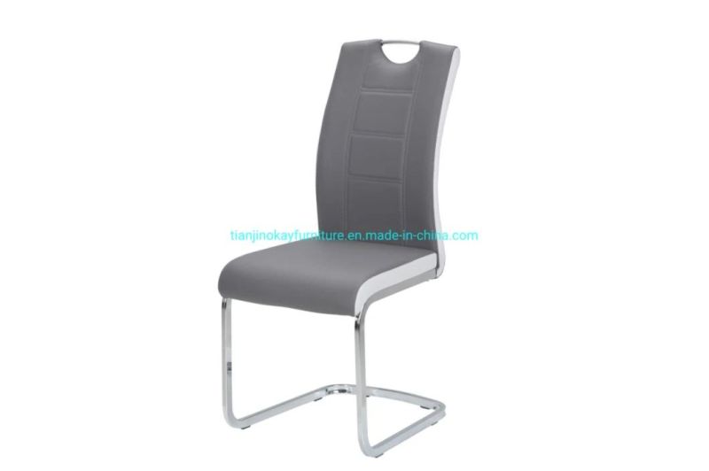 Molded Leather Upholstered Dining Room Chair Restaurant Coffee Shop Dining Chairs with Metal Legs