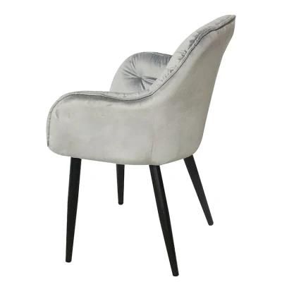 Fast Shipment Wholesale Hot Selling Iron Leg Modern Nordic Grey fabric Dining Chair