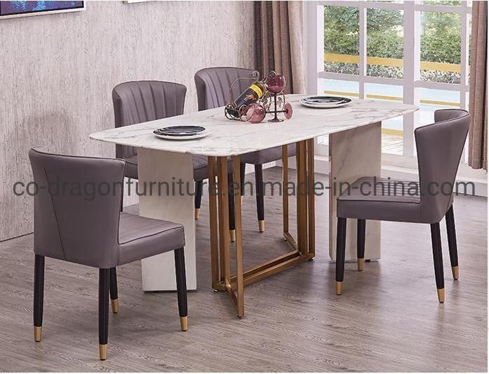 Fashion Wholesale Modern Furniture Leather Dining Chair with Wooden Legs