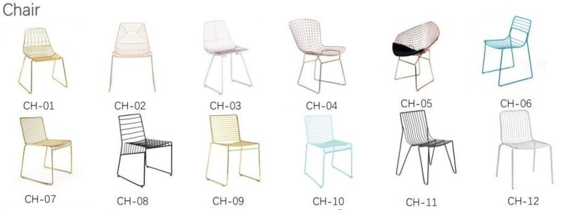 Anti-Rust Galvanized Metal Wire Cafe Furniture Stackable Dining Chair