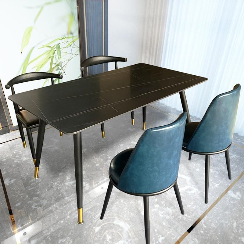 Home Furntiure Modern Style Black Stainless Steel Marble Dining Table