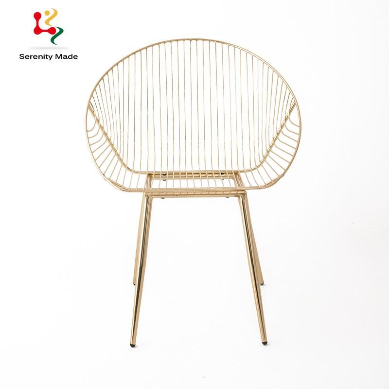 Modern Galvanized Wire Gold Frame Outdoor Dining Chair