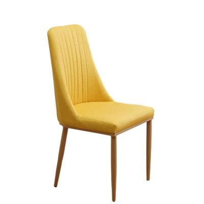 French Modern Furniture Yellow Cloth Chair Silla De Comedor Dining Chair Comfortable Dining Room Chair