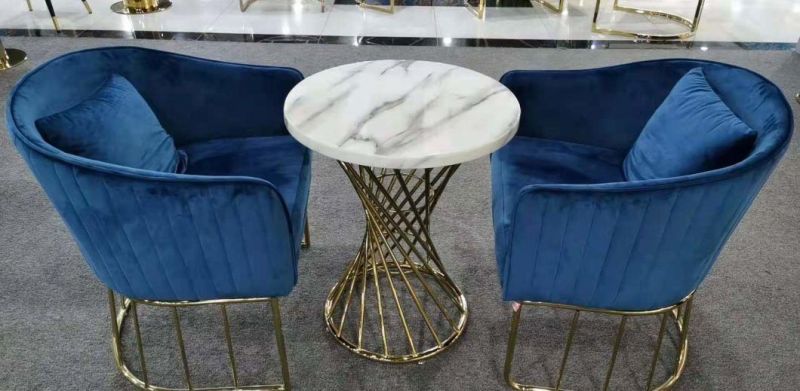 Customized Color Chair Velvet Leisure Dining Chairs with Metallic Legs