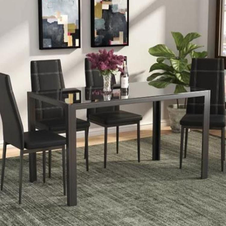 Modern PU Leather Black Dining Tables and Chairs Set for Dining Room