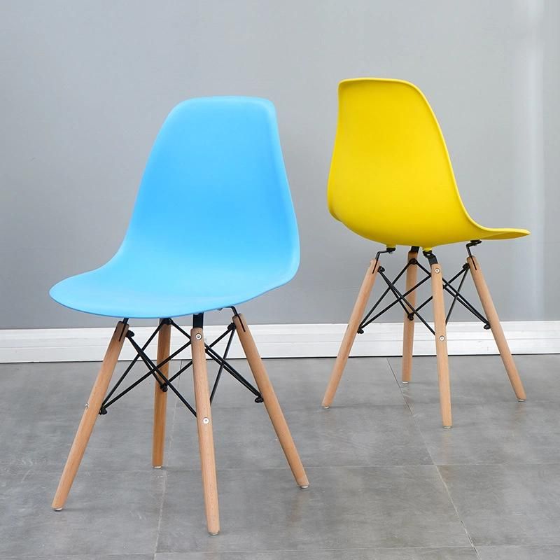 Yellow Plastic Back with Beech Legs Dining Table and Chair