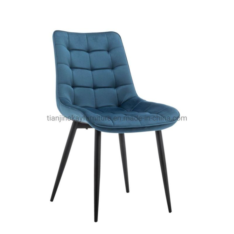 Wholesale Nordic Velvet Modern Luxury Design Furniture Dining Chairs with Metal Legs Gold