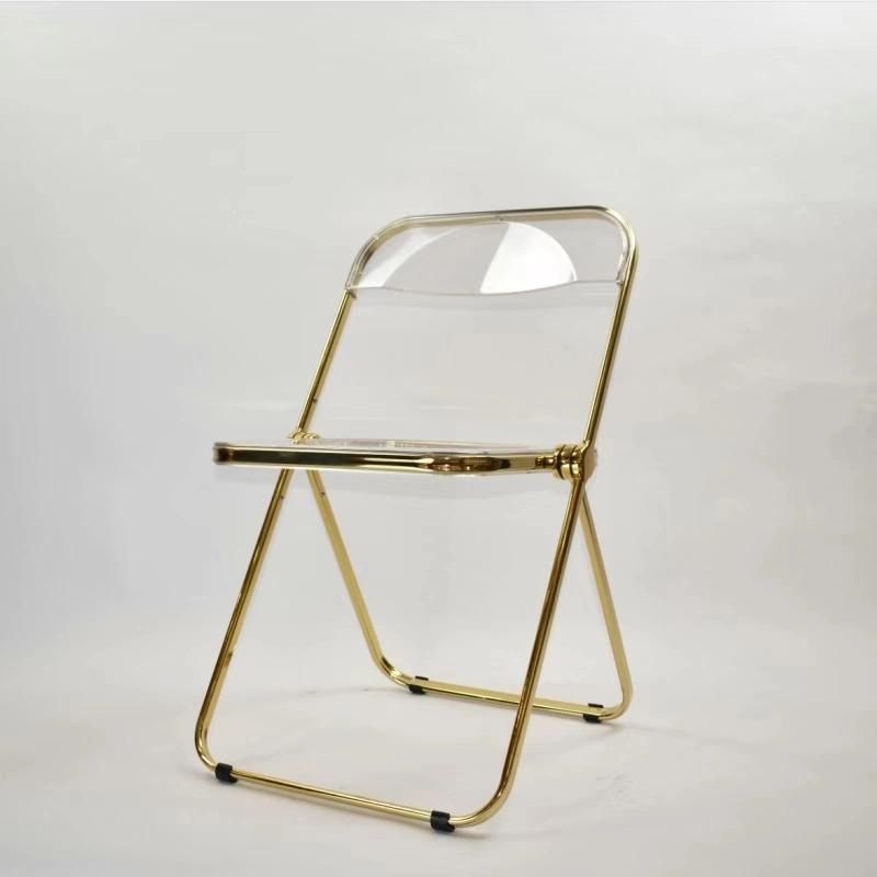 Transparent Clear Crystal Acrylic Foldable Metal Dining Chairs