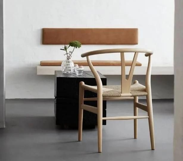 Rope Seat, Solid Beech Wood Dining Chair with Armrests