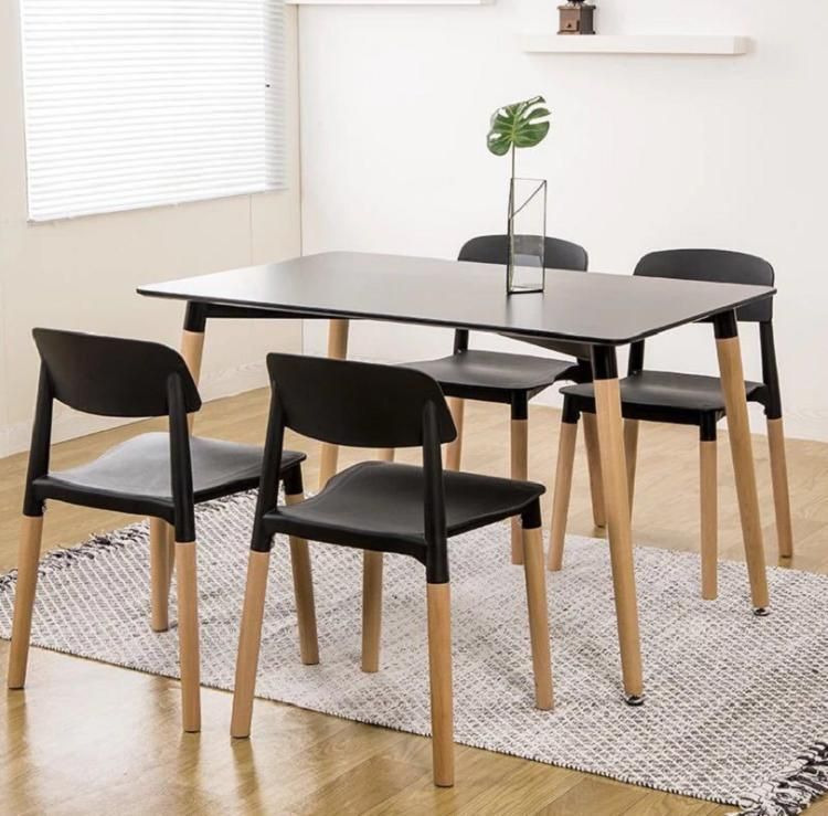 Scandinavia Wicker Indoor Chairs Room Furnitures Nordic Dining Chair Stackable Home Solid Wood White Plastic Seat