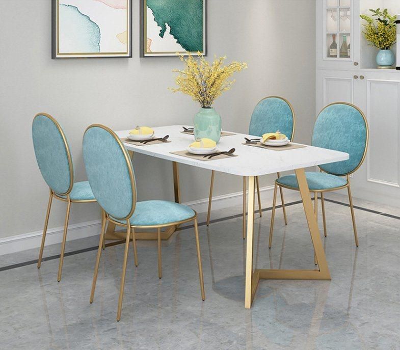 Morden Marble Dining Table Simple Gold Legs Dining Table for 4seater